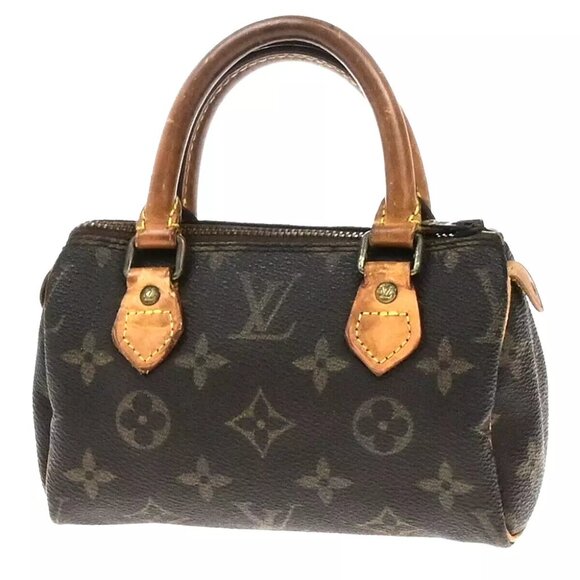 LOUIS VUITTON Mini Speedy Hand Bag Monogram Leather Brown France - Picture 1 of 13